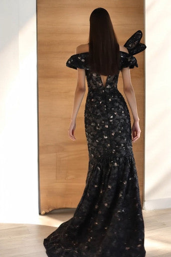 Off-Shoulder Flared Gown