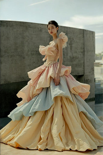 Layered Shoulder Strap Gown