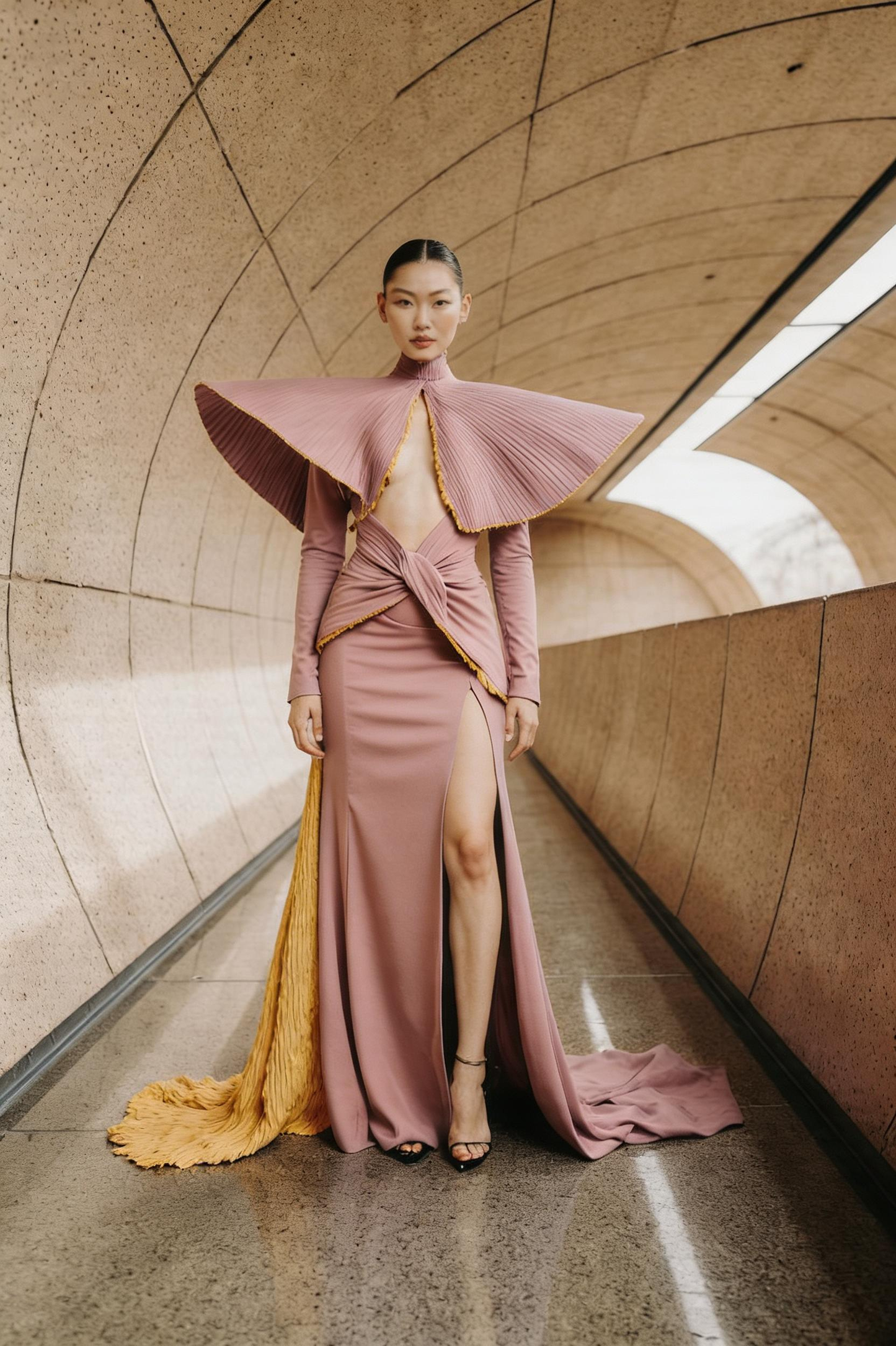 Keyhole Long Sleeve Gown