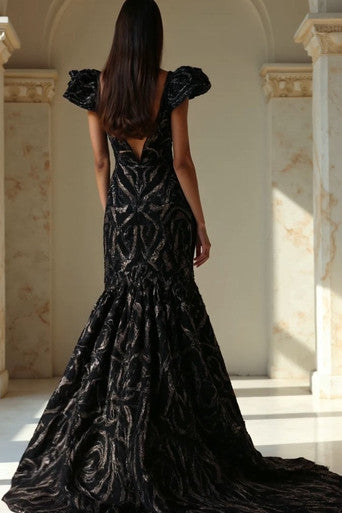 Flared Cap Sleeved Gown