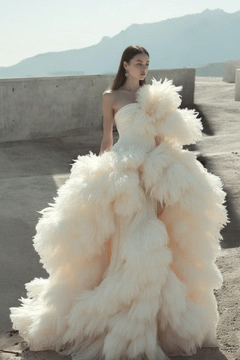 Feathered Camille Gown