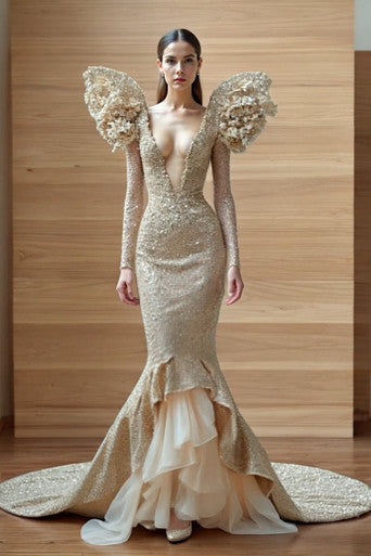 Structured Long Sleeved Gown