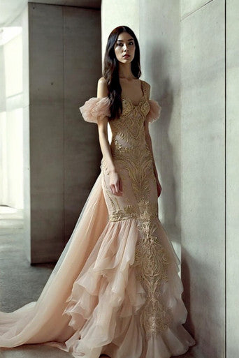 Cold Shoulder Flared Gown