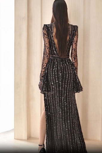 Long Sleeve- Sequin Gown