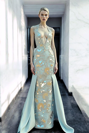 Sleeveless Embellished Column Gown