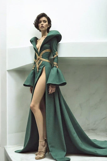 Bell Sleeve Banded Gown