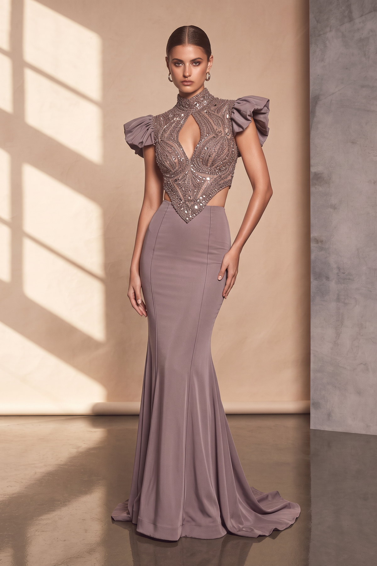 Vestido con corpiño estructurado y adornado