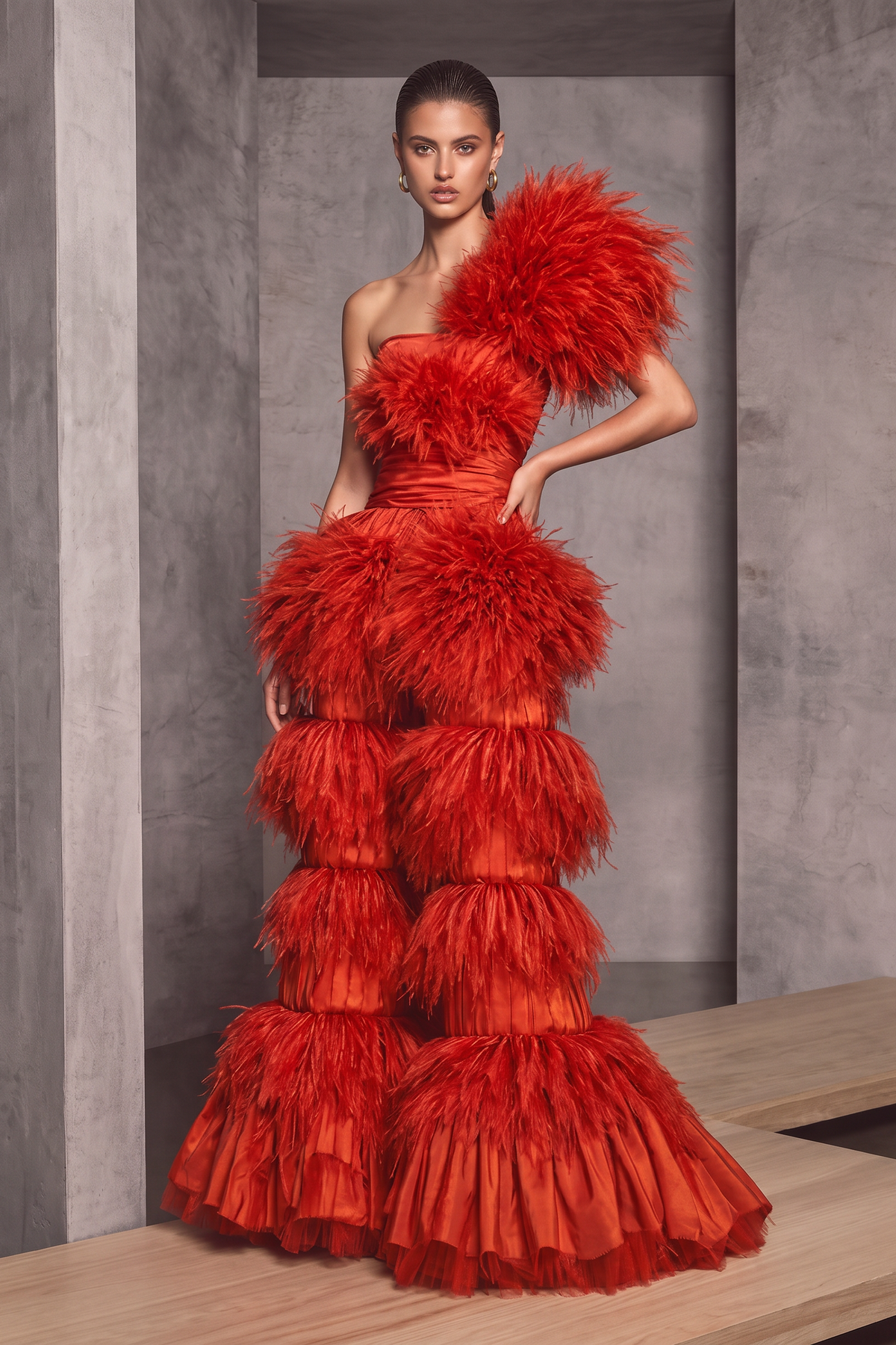 Ruffle Feather Jumpsuit