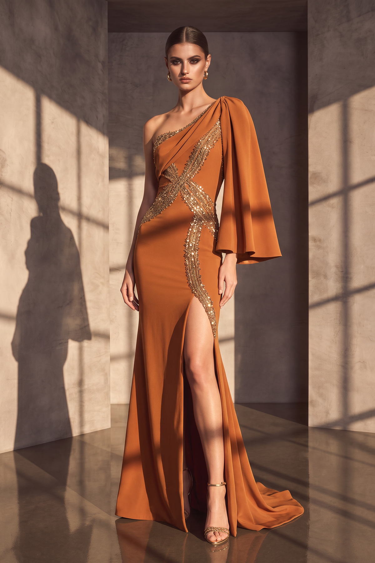 One Shoulder Fitted Gown