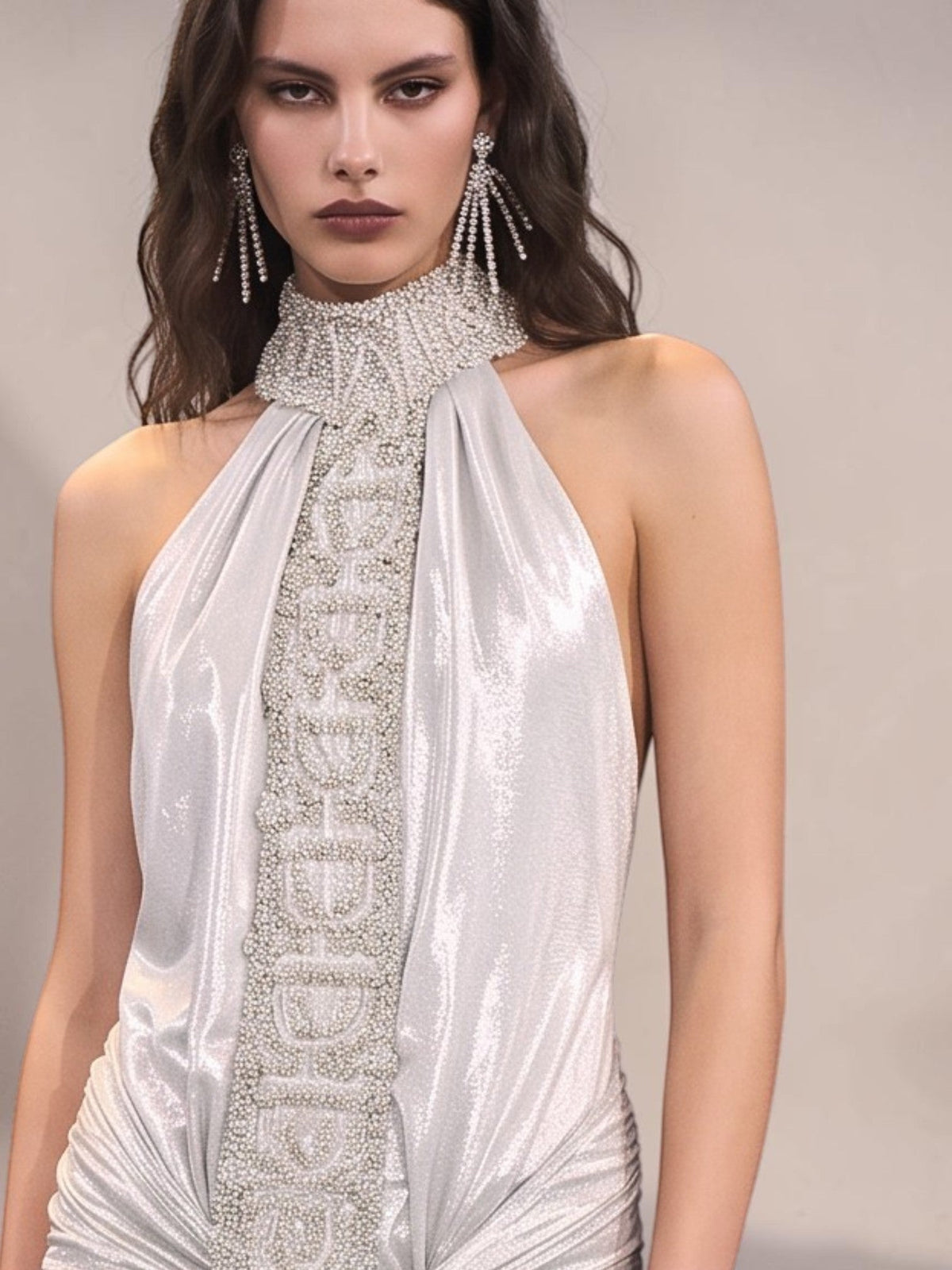 High-Neck Sleeveless Gown