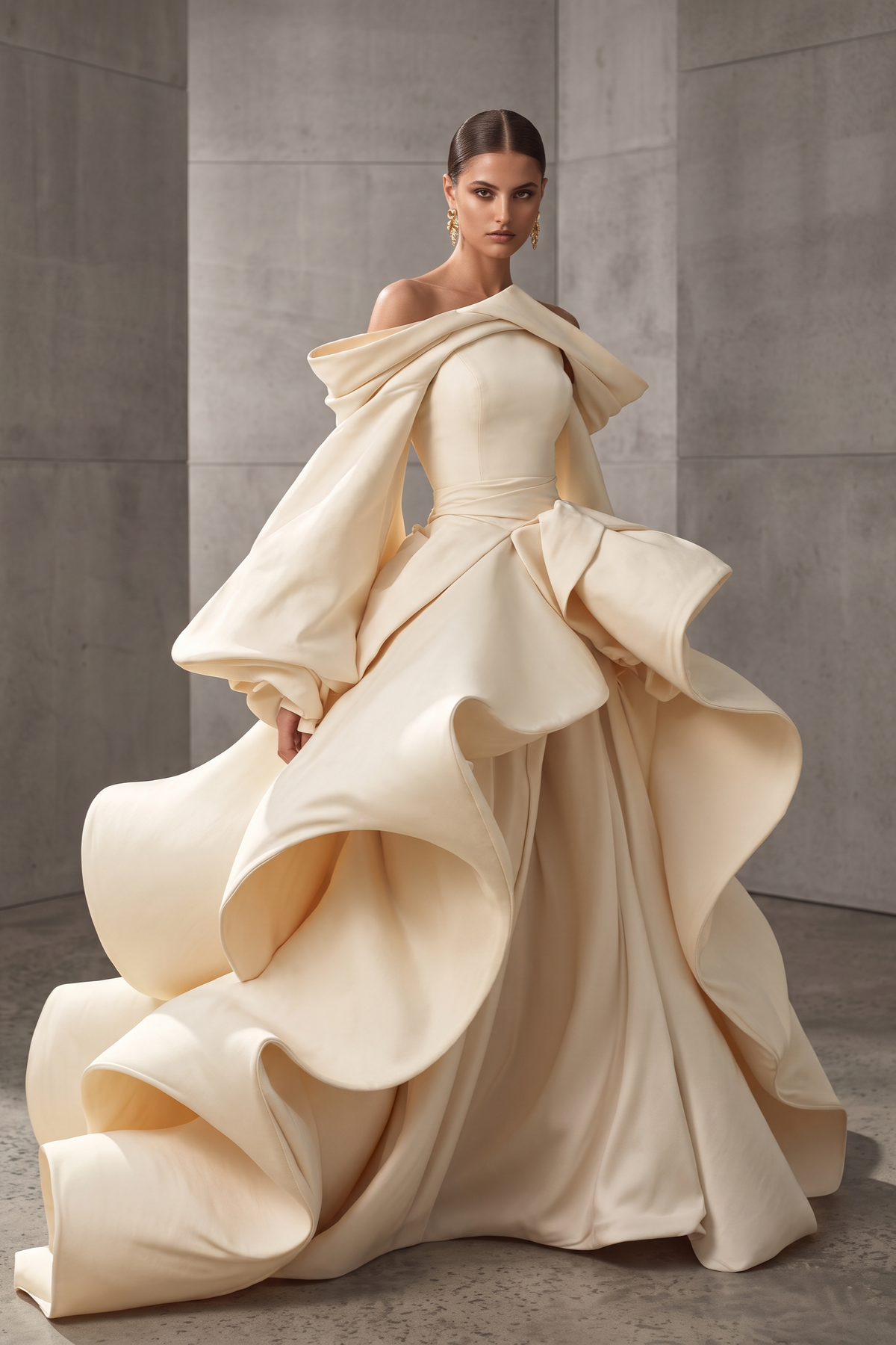 Vestido largo Shaden con volantes