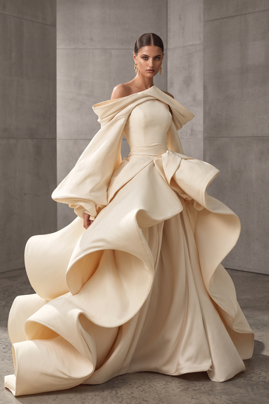 Vestido largo Shaden con volantes