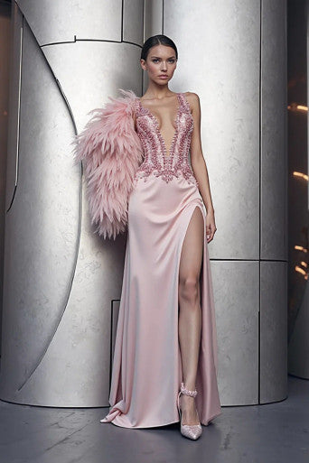 Mahy Feather Arm Dress