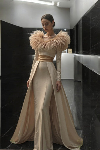 Feather Neck Gown