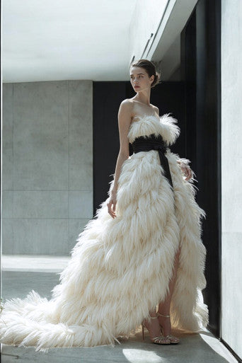 High Waist Feather Gown