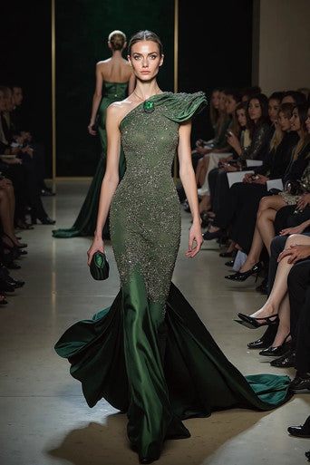 One Shoulder Sleeve Gown