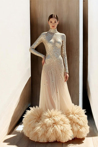 Long Sleeved High Neck Gown