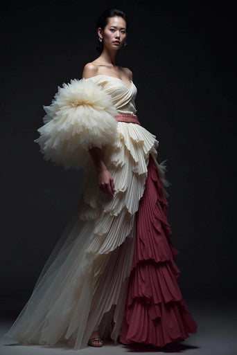 Tiered Off-the-Shoulder Gown