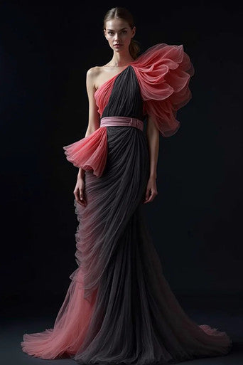 Draped-One-Shoulder-Gown