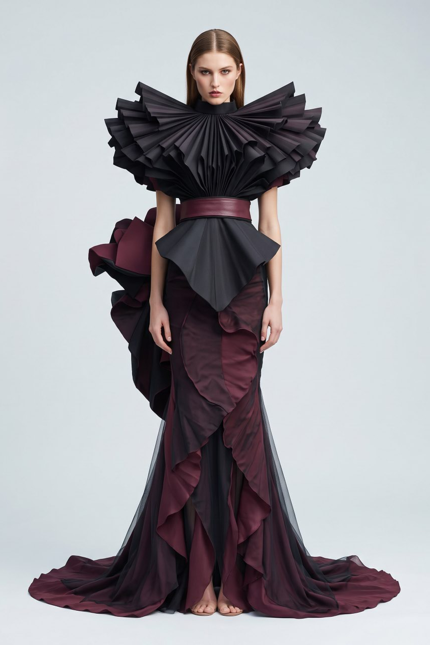 Vestido con mangas estructuradas