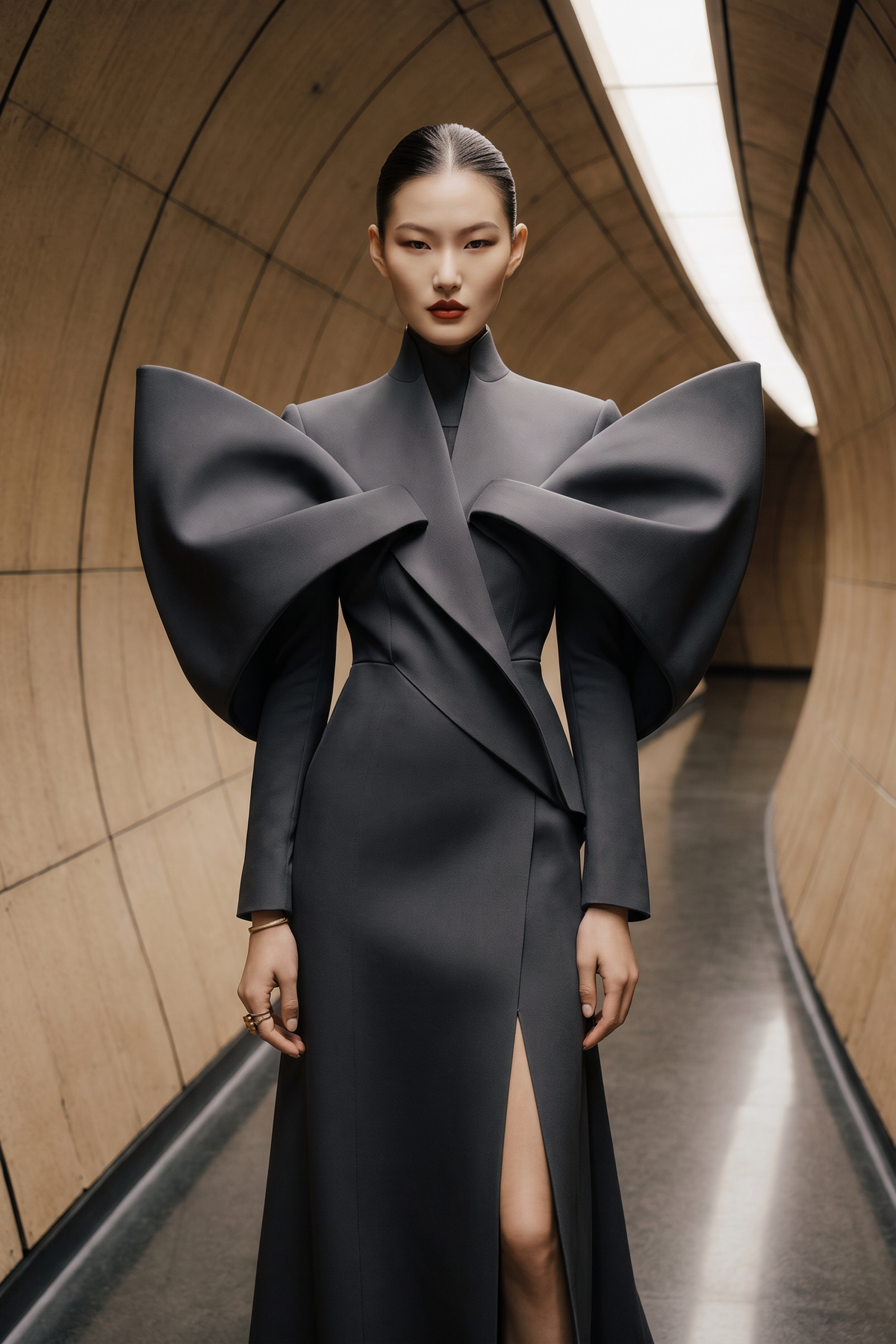High-Neck Long Sleeve Gown