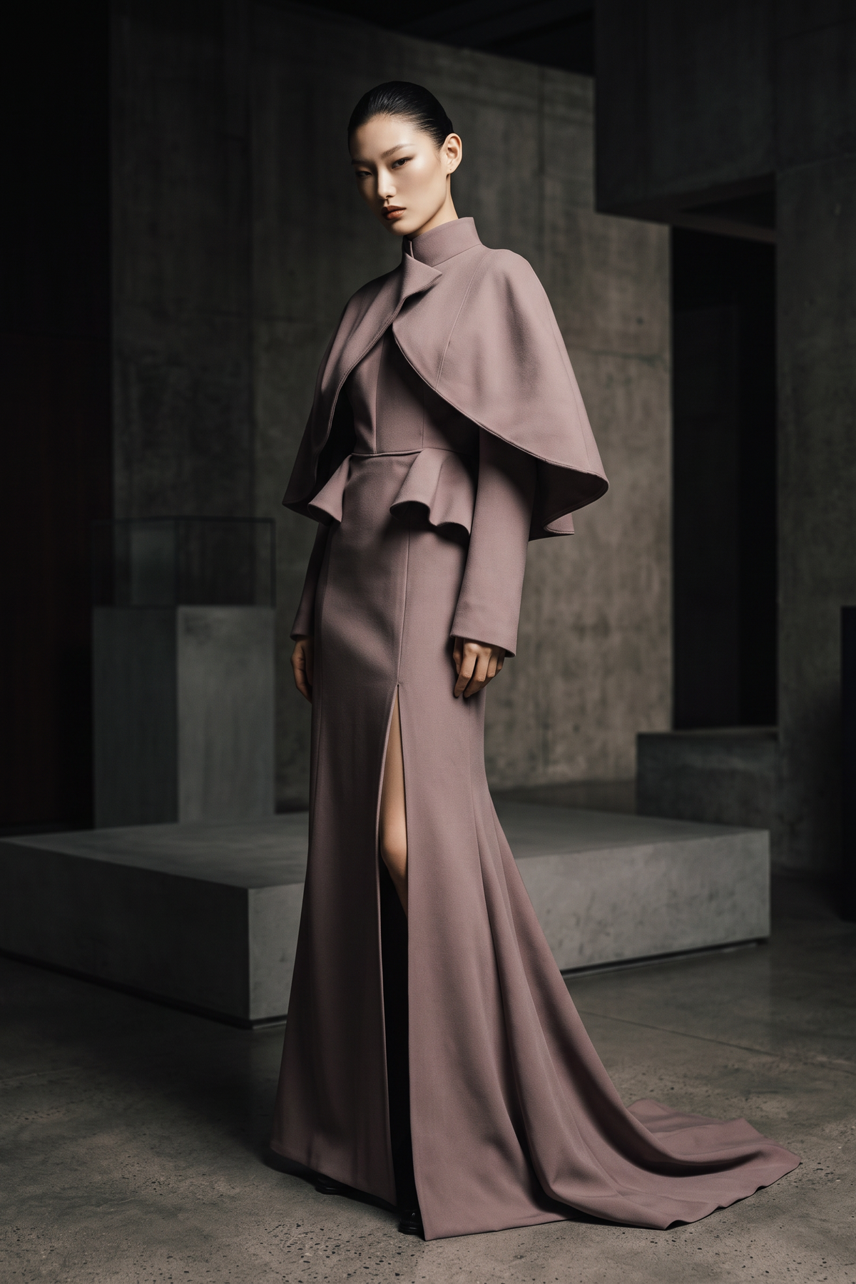 High-Neck Long Sleeve Gown