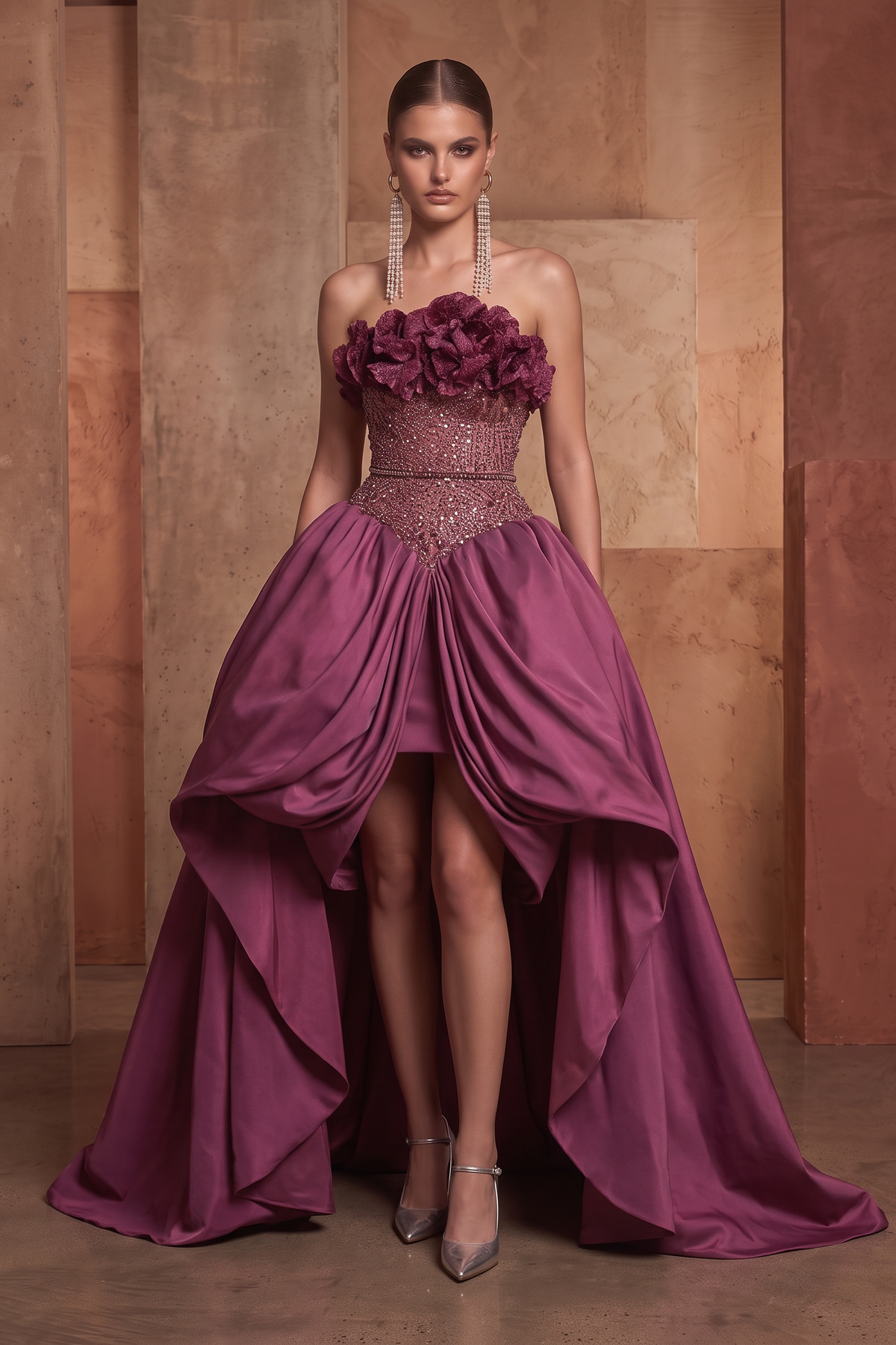 Vestido de gala sin tirantes