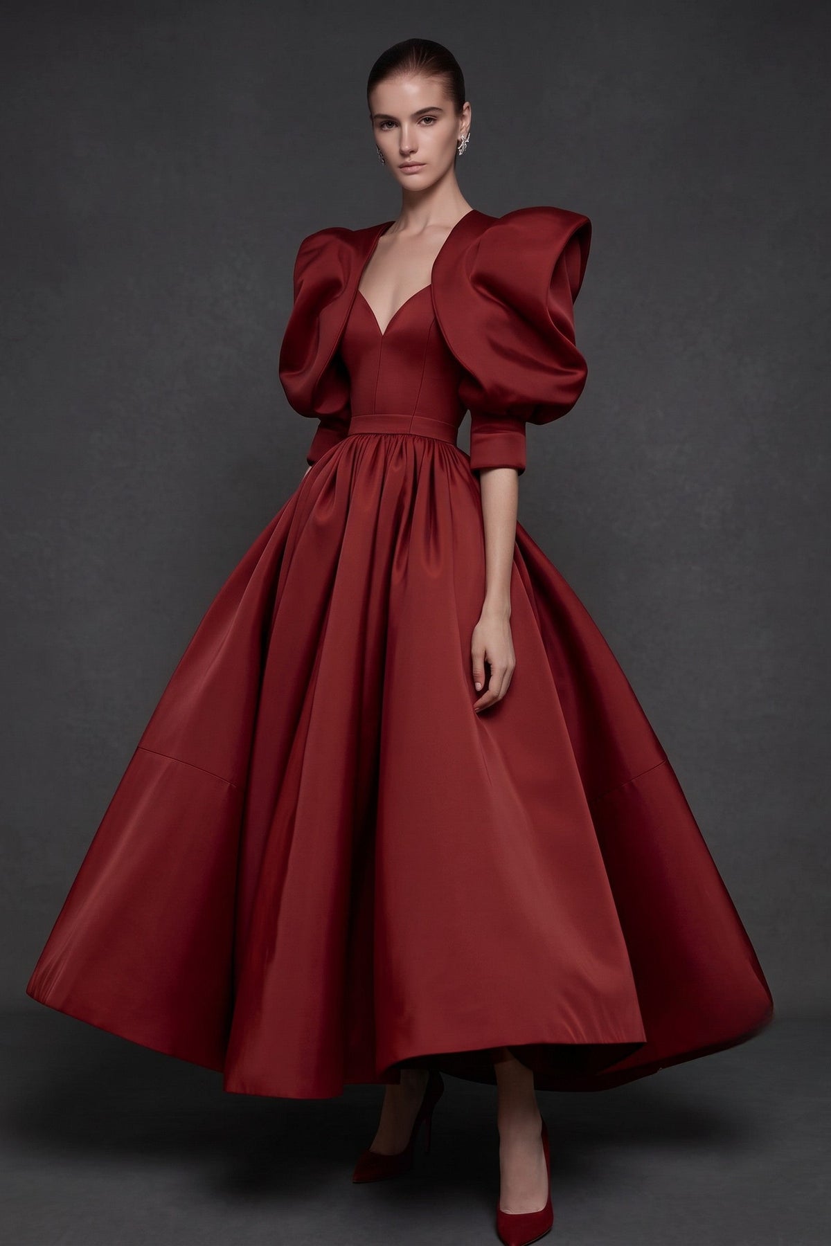 Vestido midi de manga corta