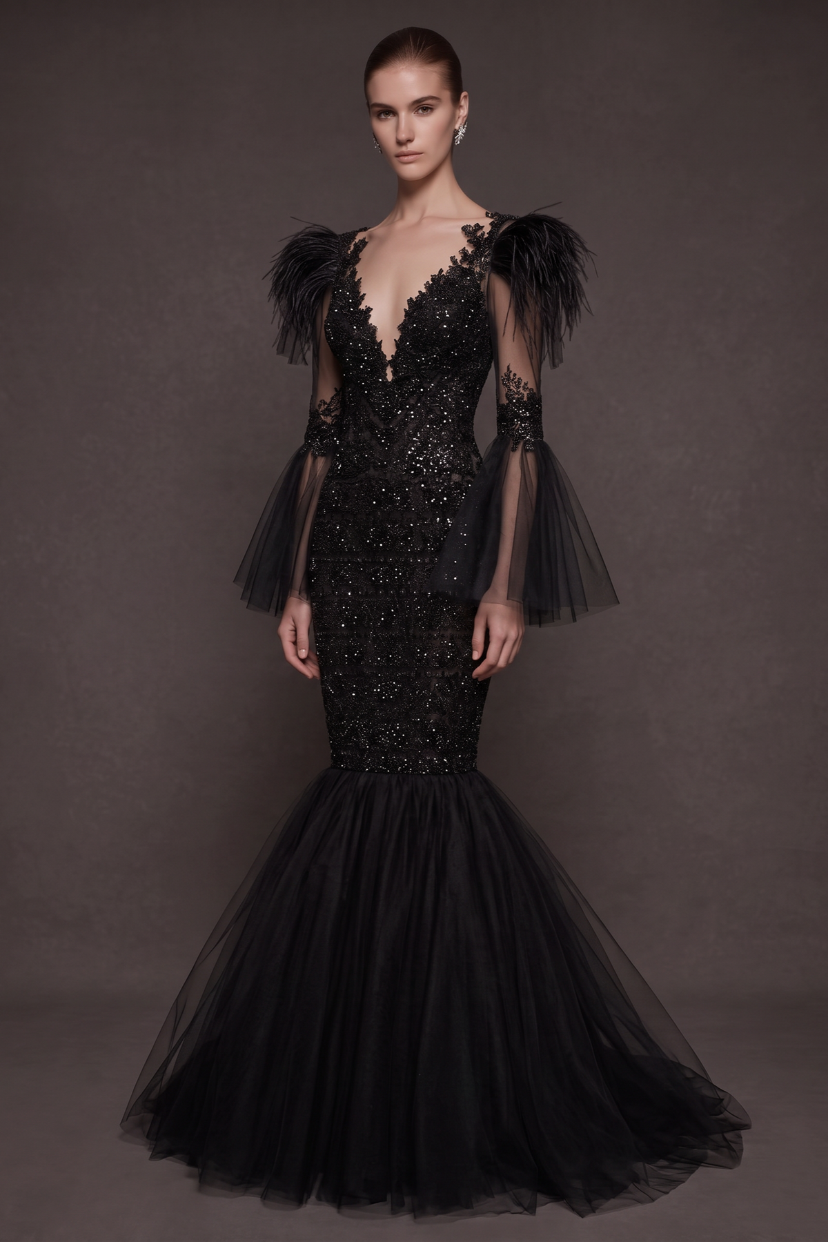 Beaded Feather Gown