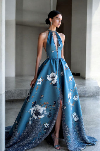 Floral Key-Hole Gown