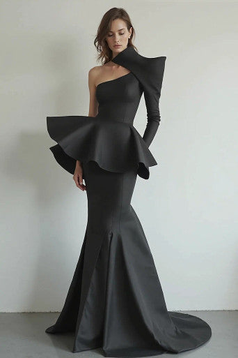 Asymmetric Draped Bodice Gown