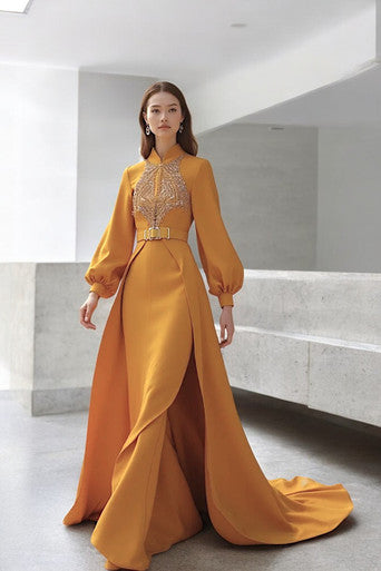 Vestido largo con cinturón