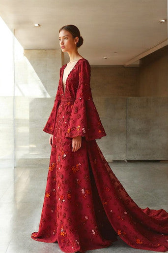 A-Line Bell Sleeved Gown