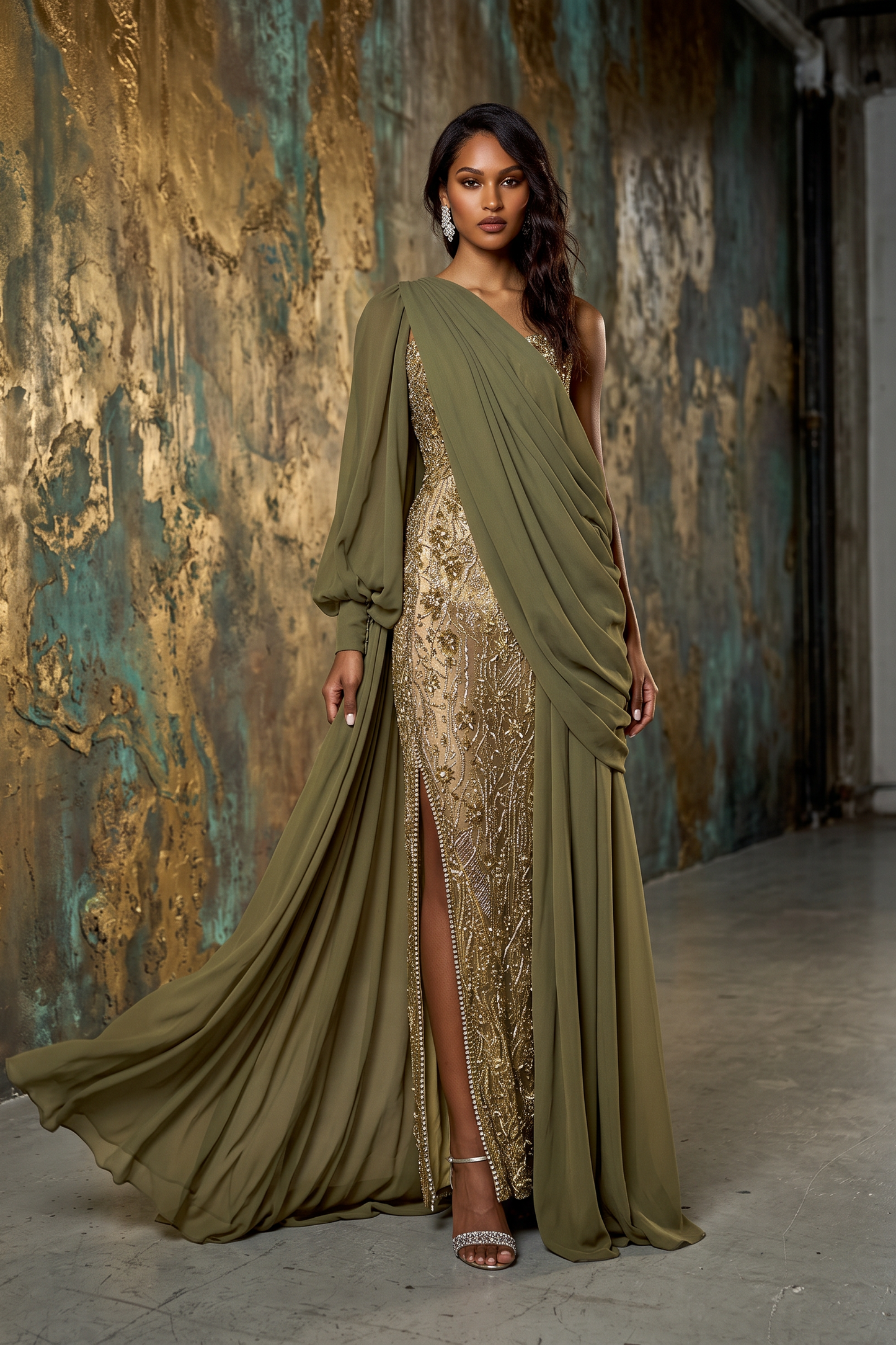 One-Shoulder Evening Gown