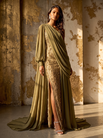 One-Shoulder Evening Gown