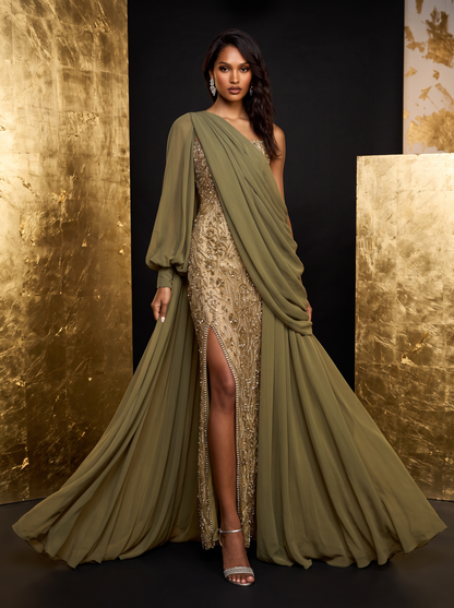 One-Shoulder Evening Gown