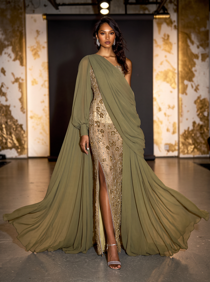 One-Shoulder Evening Gown
