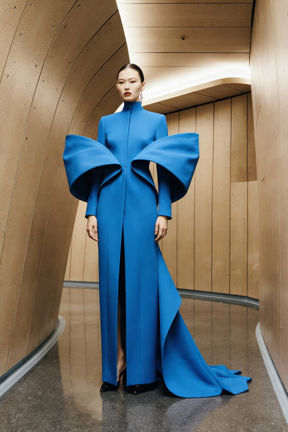 High-Neck Long Sleeve Gown