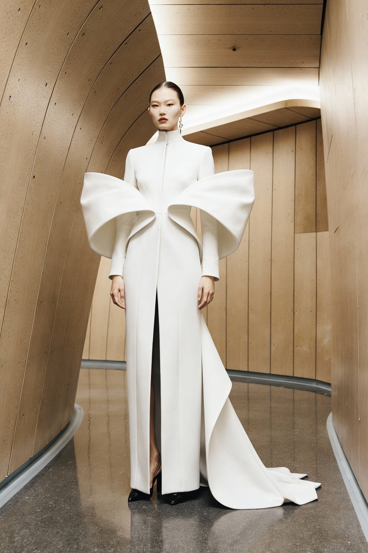 High-Neck Long Sleeve Gown