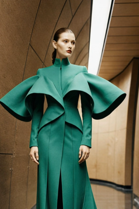 High-Neck Long Sleeve Gown