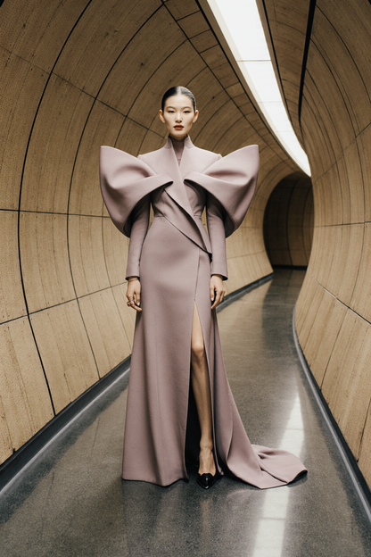 High-Neck Long Sleeve Gown