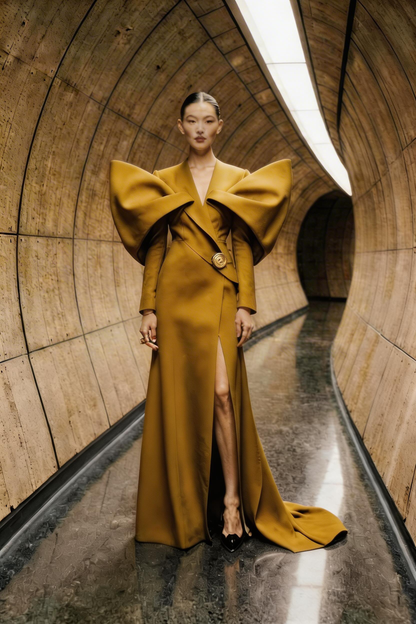 V-Neck Long Sleeve Gown