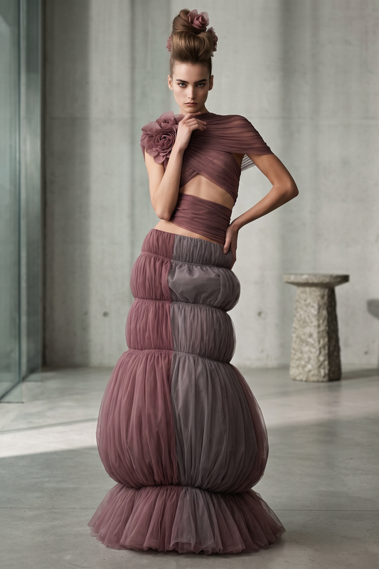 Vestido corto de manga corta con superposición