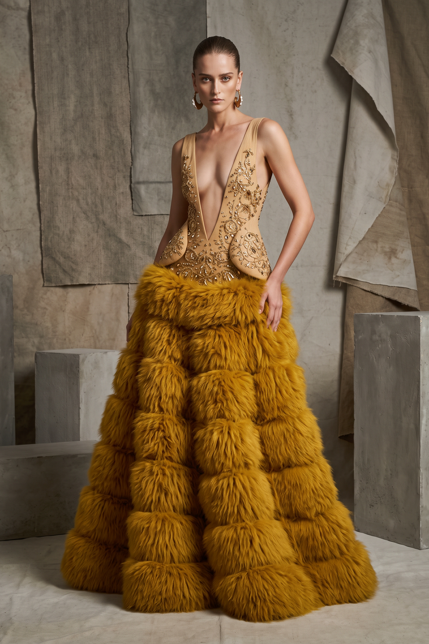 Sleeveless V-Neck Gown