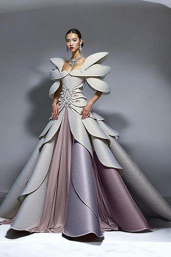 A-Line Quarter Sleeve Gown