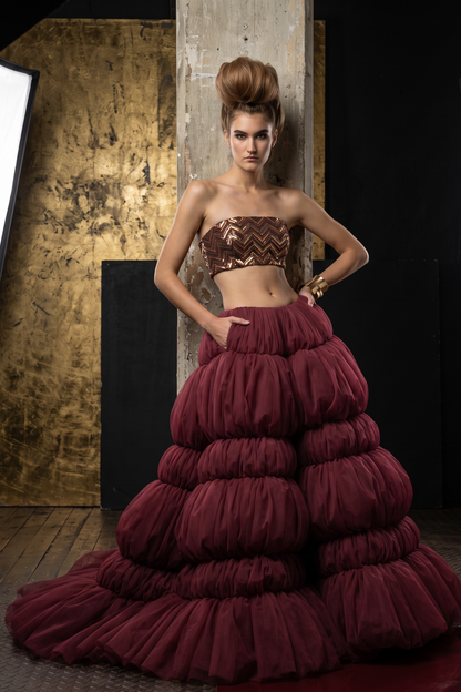 Bandeau Top and Skirt Pants
