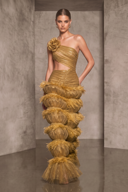 Vestido asimétrico de un solo hombro