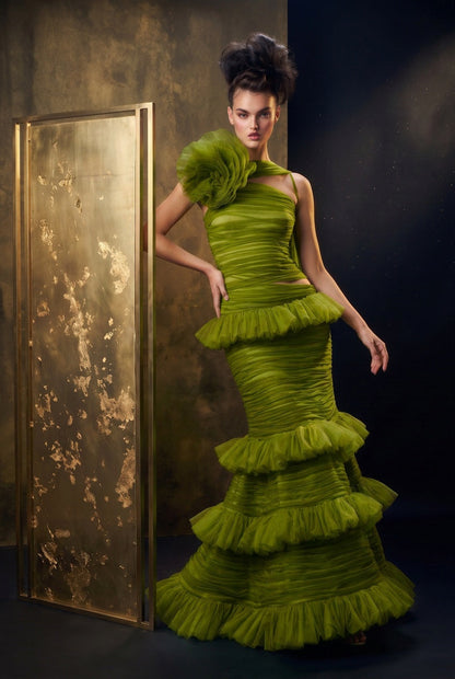 Sleeveless Tiered Gown