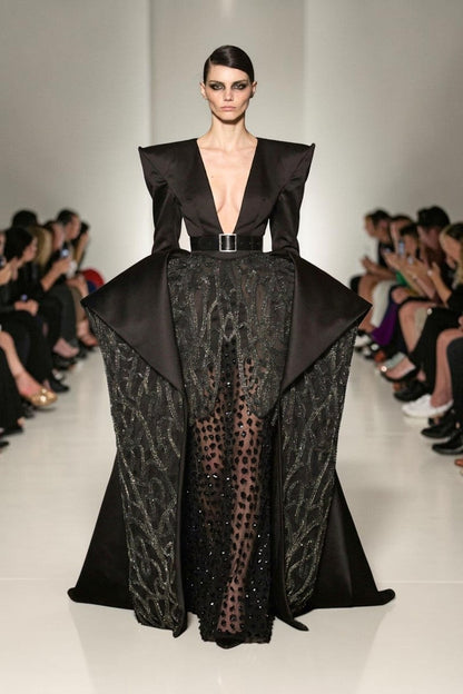 Long Sleeve V-Neck Gown