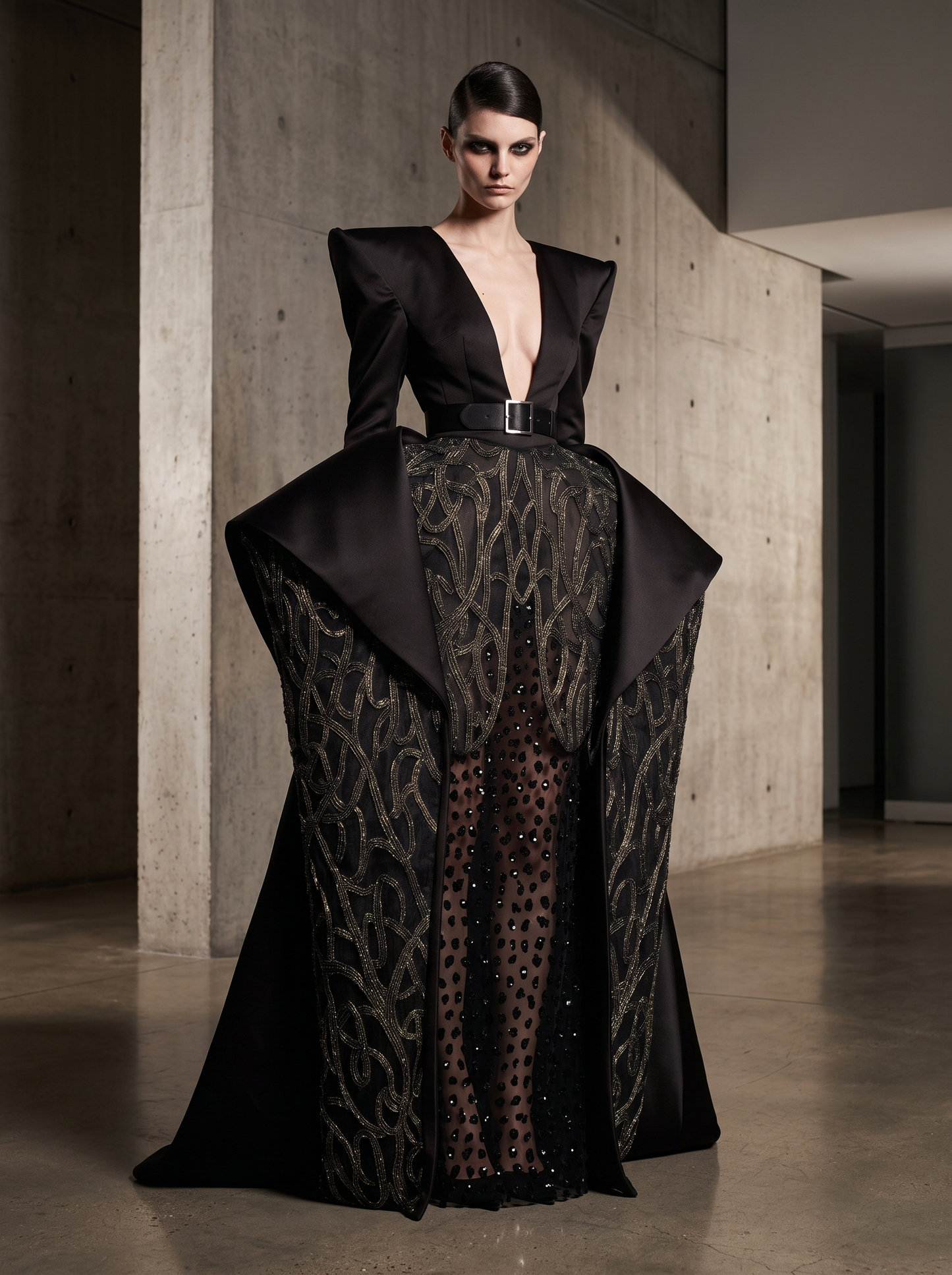 Long Sleeve V-Neck Gown